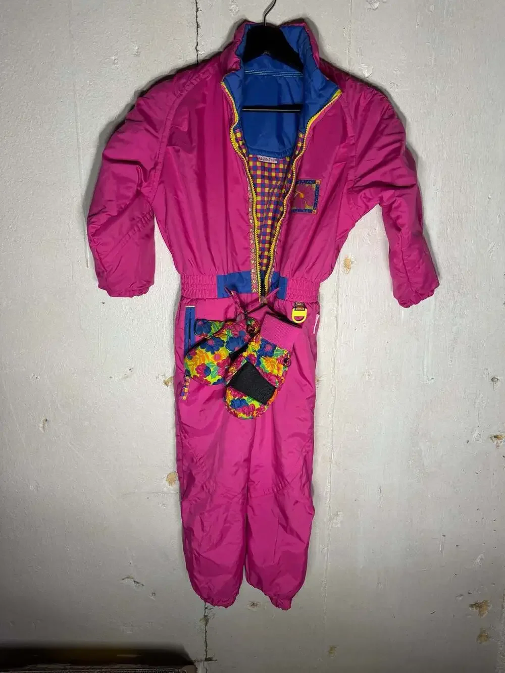 Vintage Obermeyer Kids Bora Bora Pink One Piece Ski Suit with Mittens Size 5